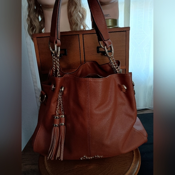 Jose Hess Beautiful Brown Leather Hobo Tote Bag - Picture 2 of 6
